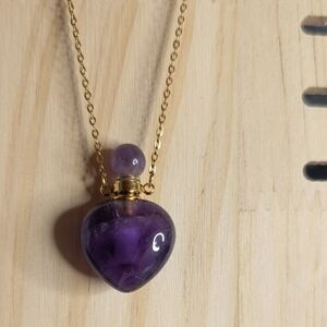 Elegant Amethyst Heart Vial Pendant On 20" Chain